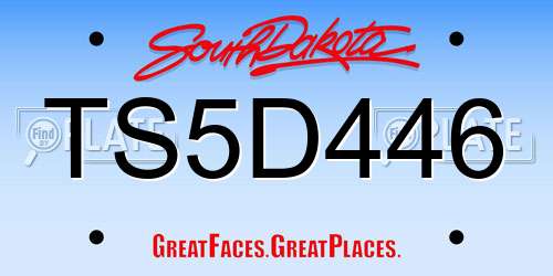 TS5D446 South Dakota License Plate