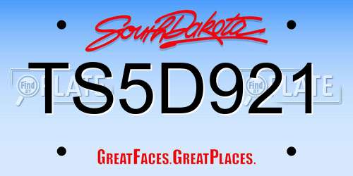 TS5D921 South Dakota License Plate