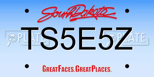 TS5E5Z South Dakota License Plate