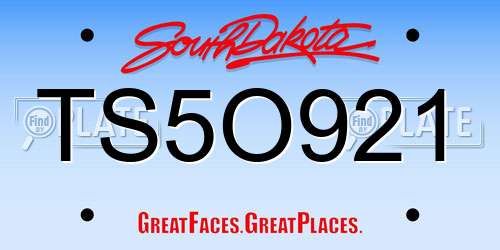 TS5O921 South Dakota License Plate