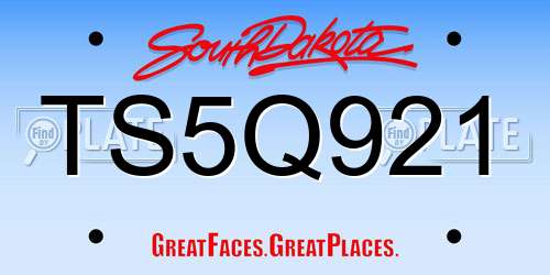 TS5Q921 South Dakota License Plate