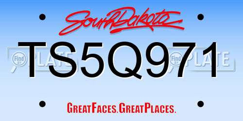 TS5Q971 South Dakota License Plate