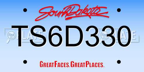 TS6D330 South Dakota License Plate