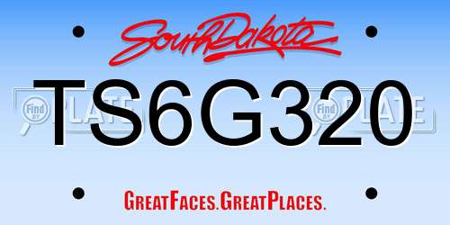 TS6G320 South Dakota License Plate