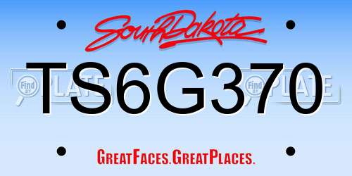 TS6G370 South Dakota License Plate