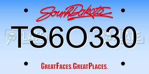 TS6O330 South Dakota License Plate