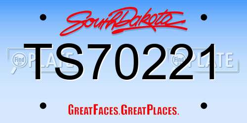 TS70221 South Dakota License Plate