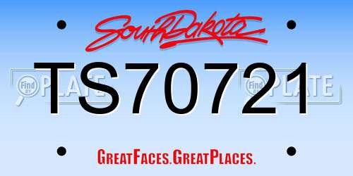 TS70721 South Dakota License Plate