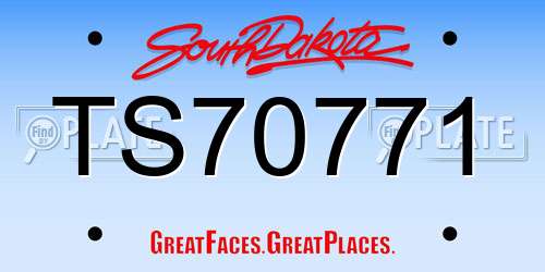 TS70771 South Dakota License Plate