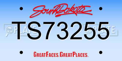 TS73255 South Dakota License Plate