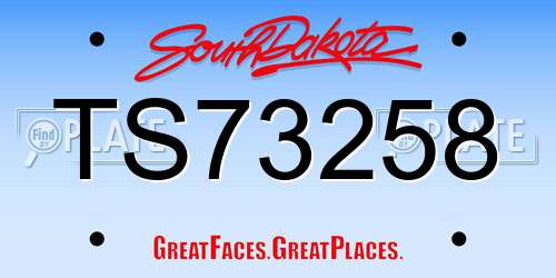 TS73258 South Dakota License Plate