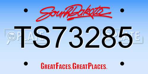 TS73285 South Dakota License Plate