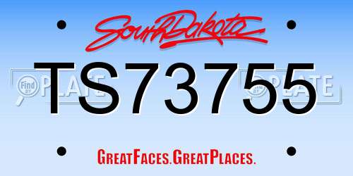 TS73755 South Dakota License Plate