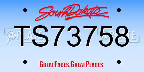 TS73758 South Dakota License Plate