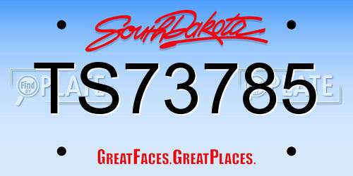 TS73785 South Dakota License Plate