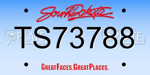 TS73788 South Dakota License Plate
