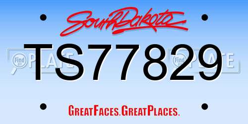 TS77829 South Dakota License Plate