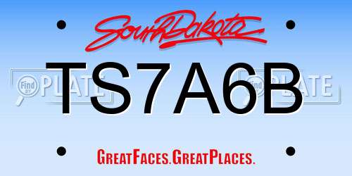 TS7A6B South Dakota License Plate