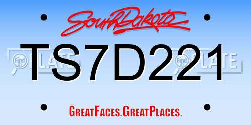 TS7D221 South Dakota License Plate
