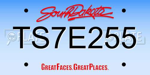 TS7E255 South Dakota License Plate