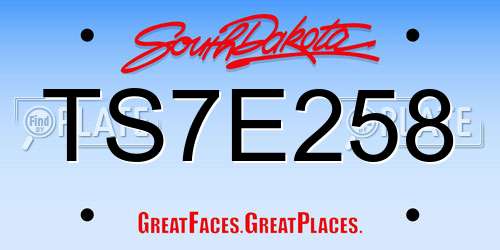 TS7E258 South Dakota License Plate