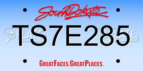 TS7E285 South Dakota License Plate
