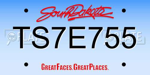 TS7E755 South Dakota License Plate