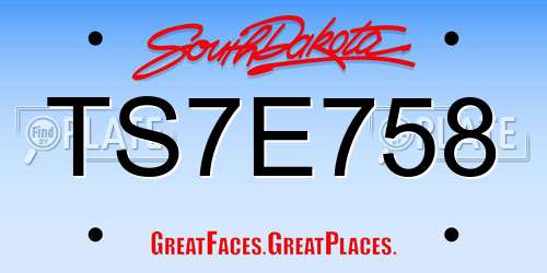 TS7E758 South Dakota License Plate