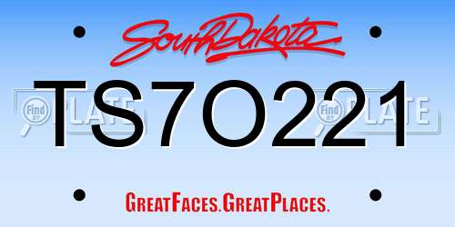 TS7O221 South Dakota License Plate