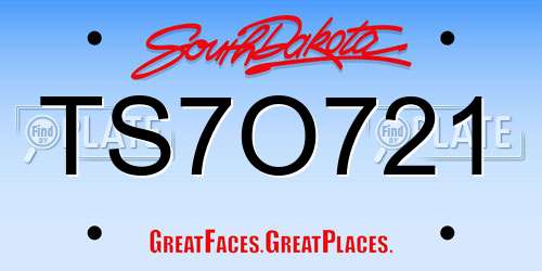TS7O721 South Dakota License Plate