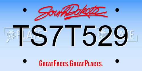 TS7T529 South Dakota License Plate