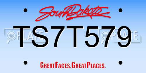 TS7T579 South Dakota License Plate