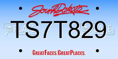 TS7T829 South Dakota License Plate