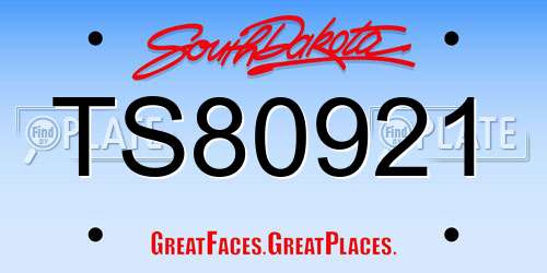 TS80921 South Dakota License Plate
