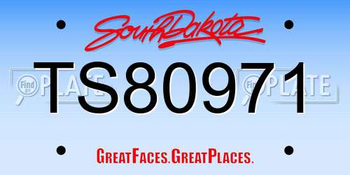 TS80971 South Dakota License Plate