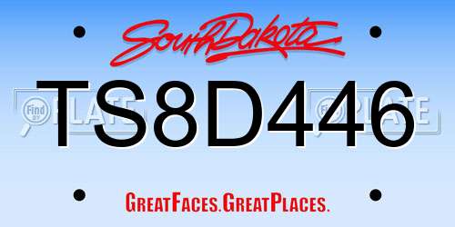 TS8D446 South Dakota License Plate