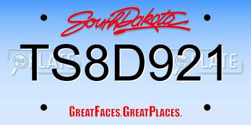 TS8D921 South Dakota License Plate
