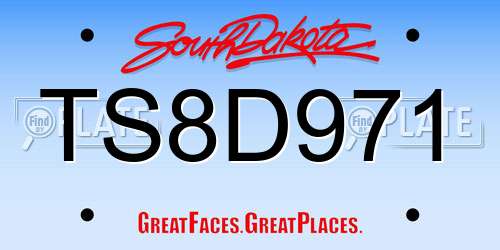 TS8D971 South Dakota License Plate