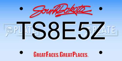 TS8E5Z South Dakota License Plate