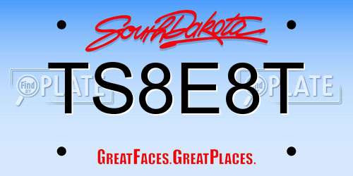 TS8E8T South Dakota License Plate