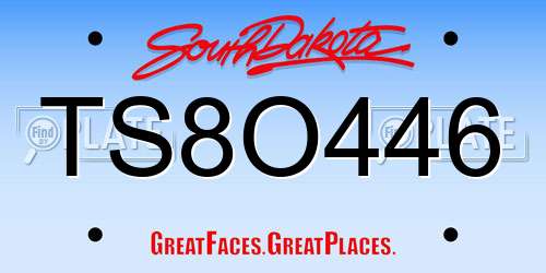 TS8O446 South Dakota License Plate
