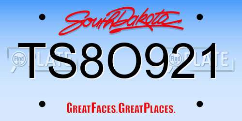 TS8O921 South Dakota License Plate