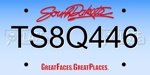 TS8Q446 South Dakota License Plate