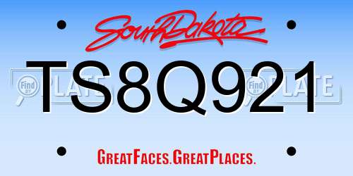 TS8Q921 South Dakota License Plate