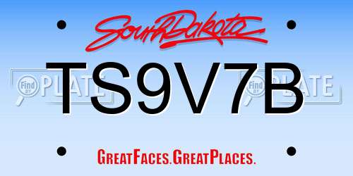 TS9V7B South Dakota License Plate
