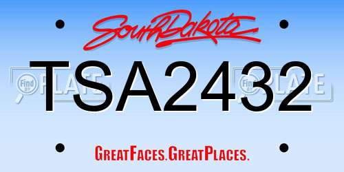 TSA2432 South Dakota License Plate