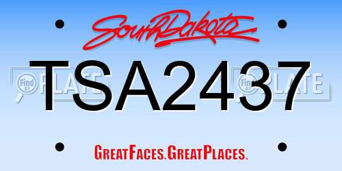 TSA2437 South Dakota License Plate