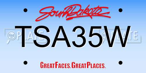 TSA35W South Dakota License Plate