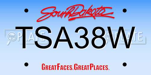 TSA38W South Dakota License Plate