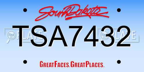 TSA7432 South Dakota License Plate